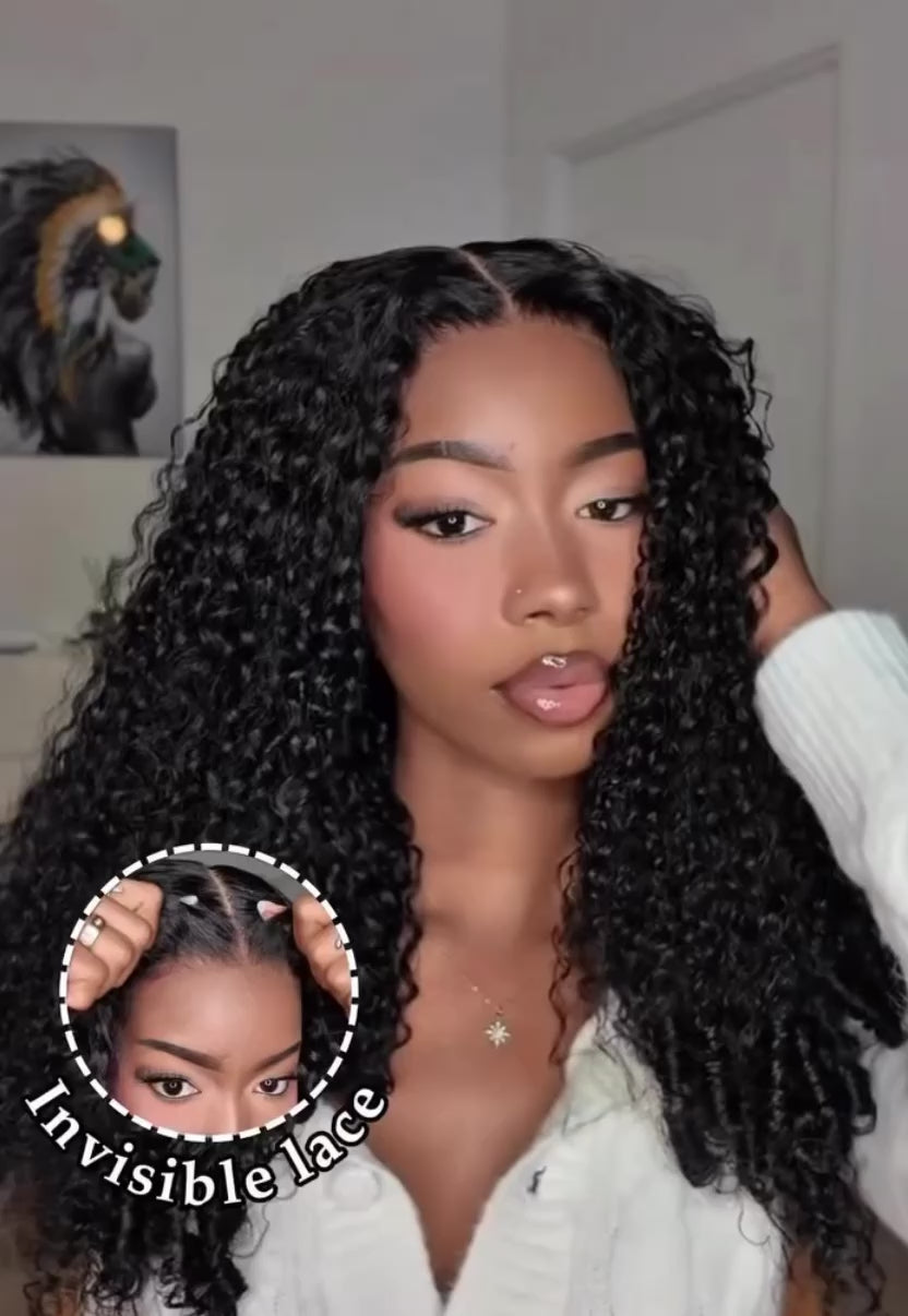 Lana & Jade Hairs Kinky Curly Wig — Black Lace with Golden Chestnut Highlights