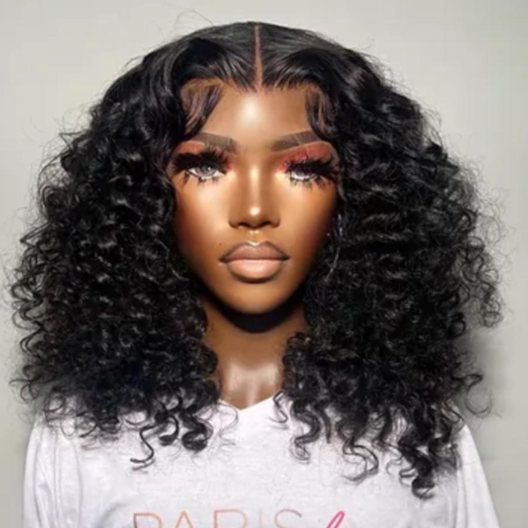 Tionna Glueless Frizzy Loose Wave Human Hair Clear Transparent Lace Front Bouncy Curly Wigs For Women - Lana&Jade Hairs