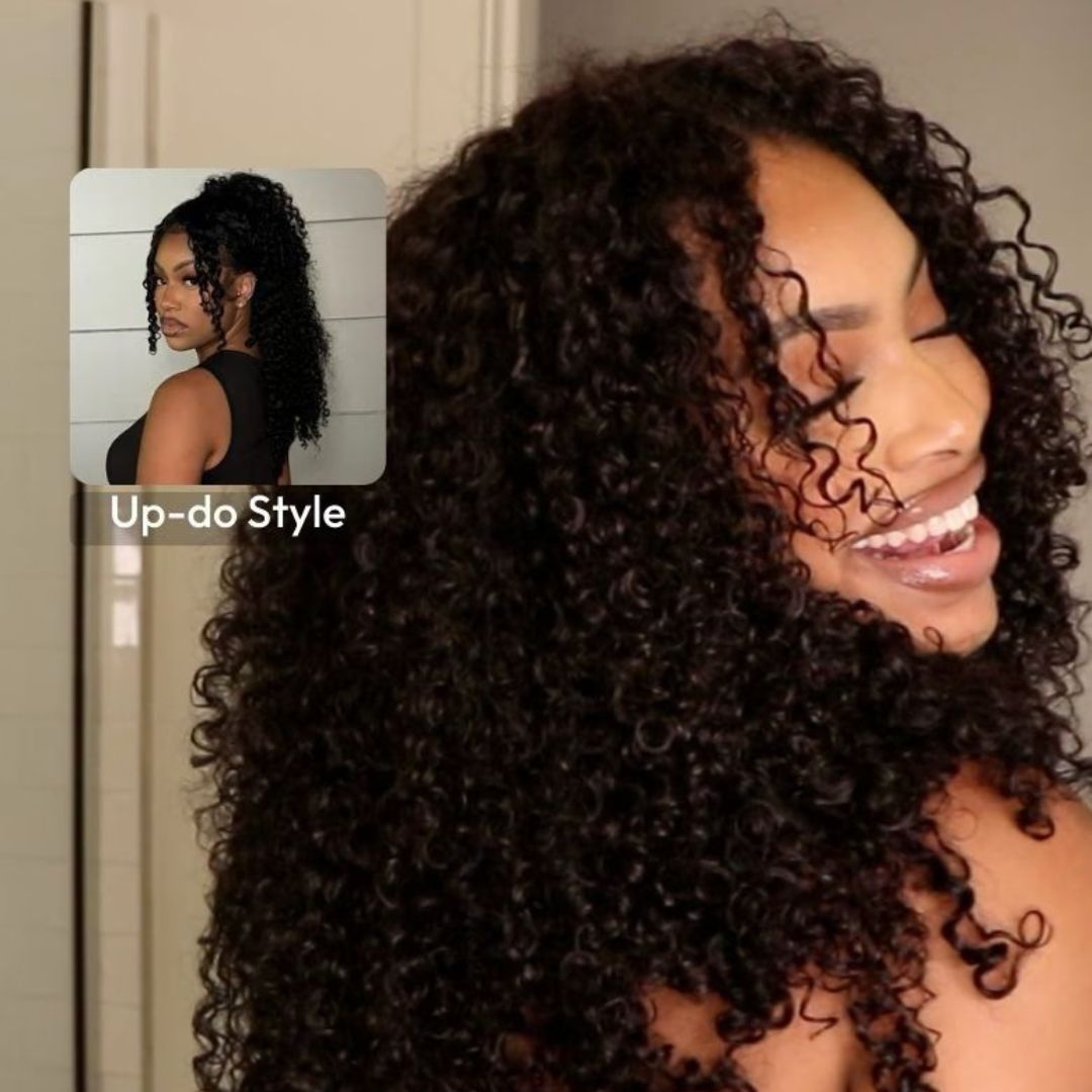 Lana&Jade Hair EasiContour™ V Part Minimal Curly Glueless Wig with Invisible Drawstring 100% Human Hair, 150% Density